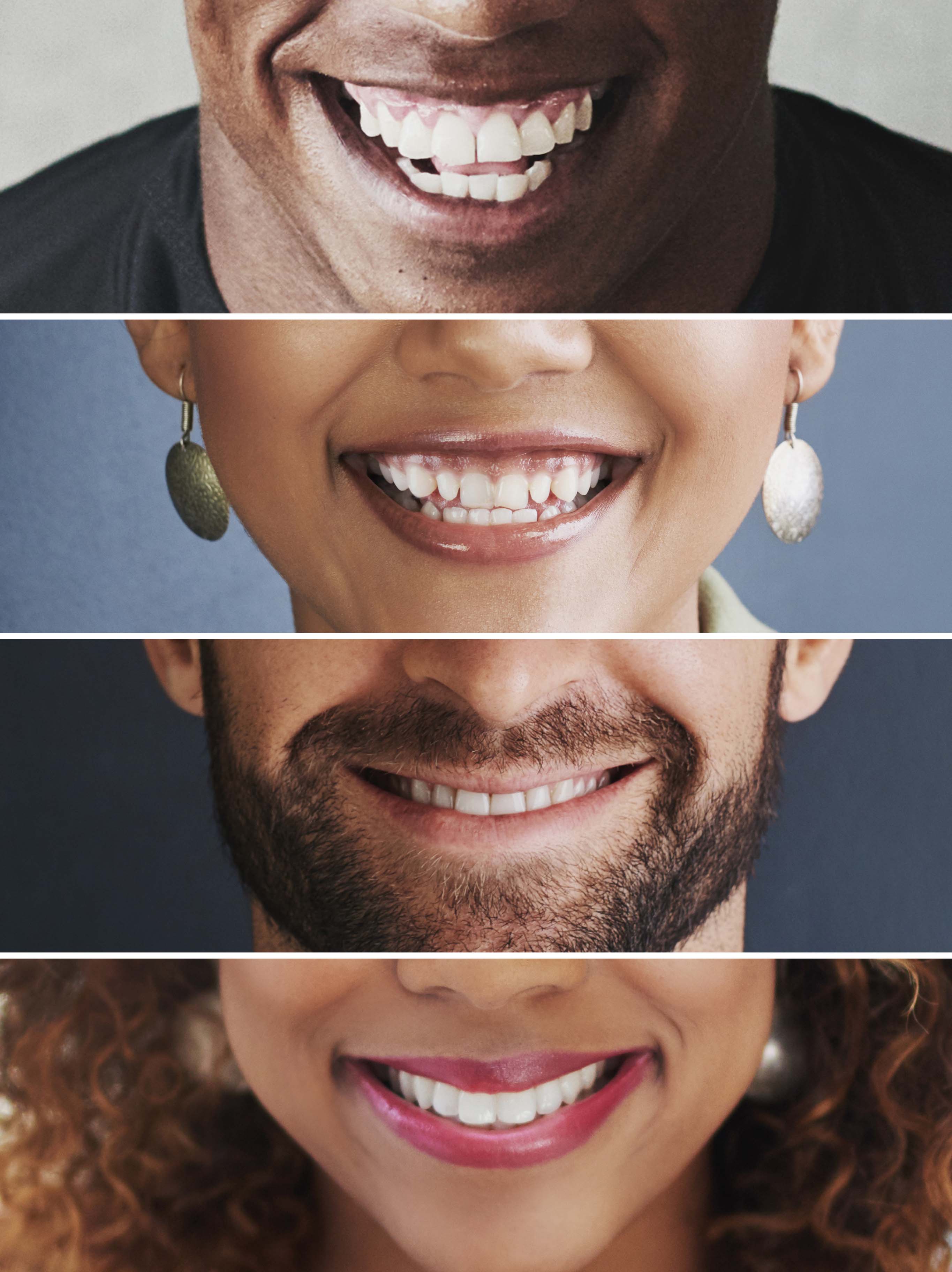 Composite image of an assortment of people smiling